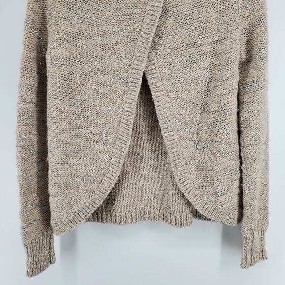Banana Republic Neutral Tan Italian Wool Yarn Metallic Open Tulip Hem Back XS - Picture 9 of 10